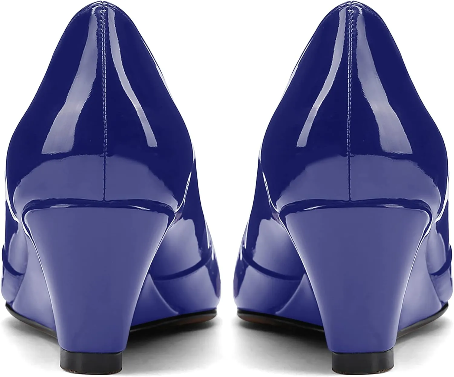 MODENCOCO Women's Patent Casual Slip On Square Toe Office Wedge Low Heel Pumps Shoes 2 Inch