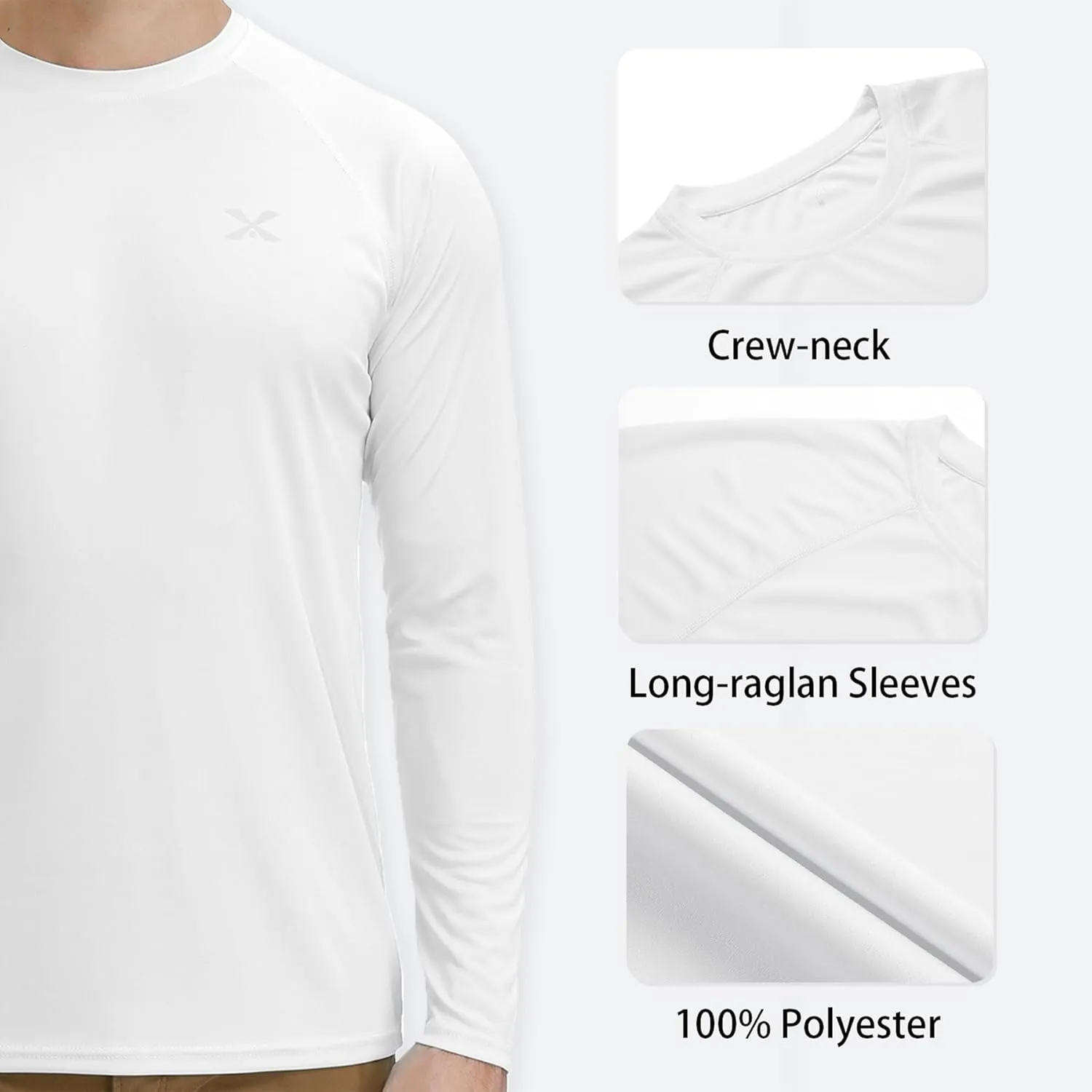 MOHEEN Men's Long Sleeve Rashguard UPF 50  Sun Shirts Quick Dry Hiking Fishing Swim T-Shirt M-3XL