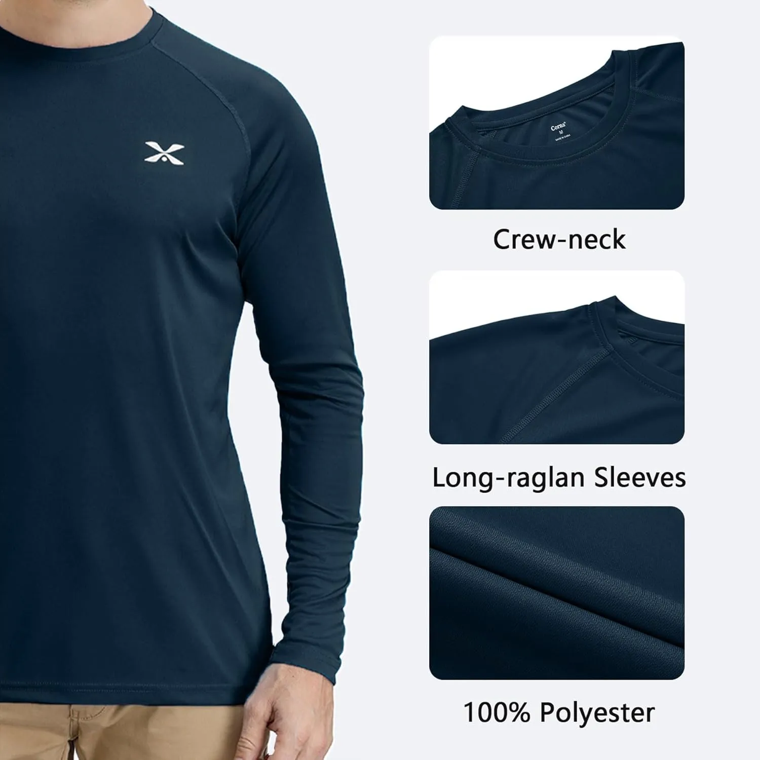 MOHEEN Men's Long Sleeve Rashguard UPF 50  Sun Shirts Quick Dry Hiking Fishing Swim T-Shirt M-3XL