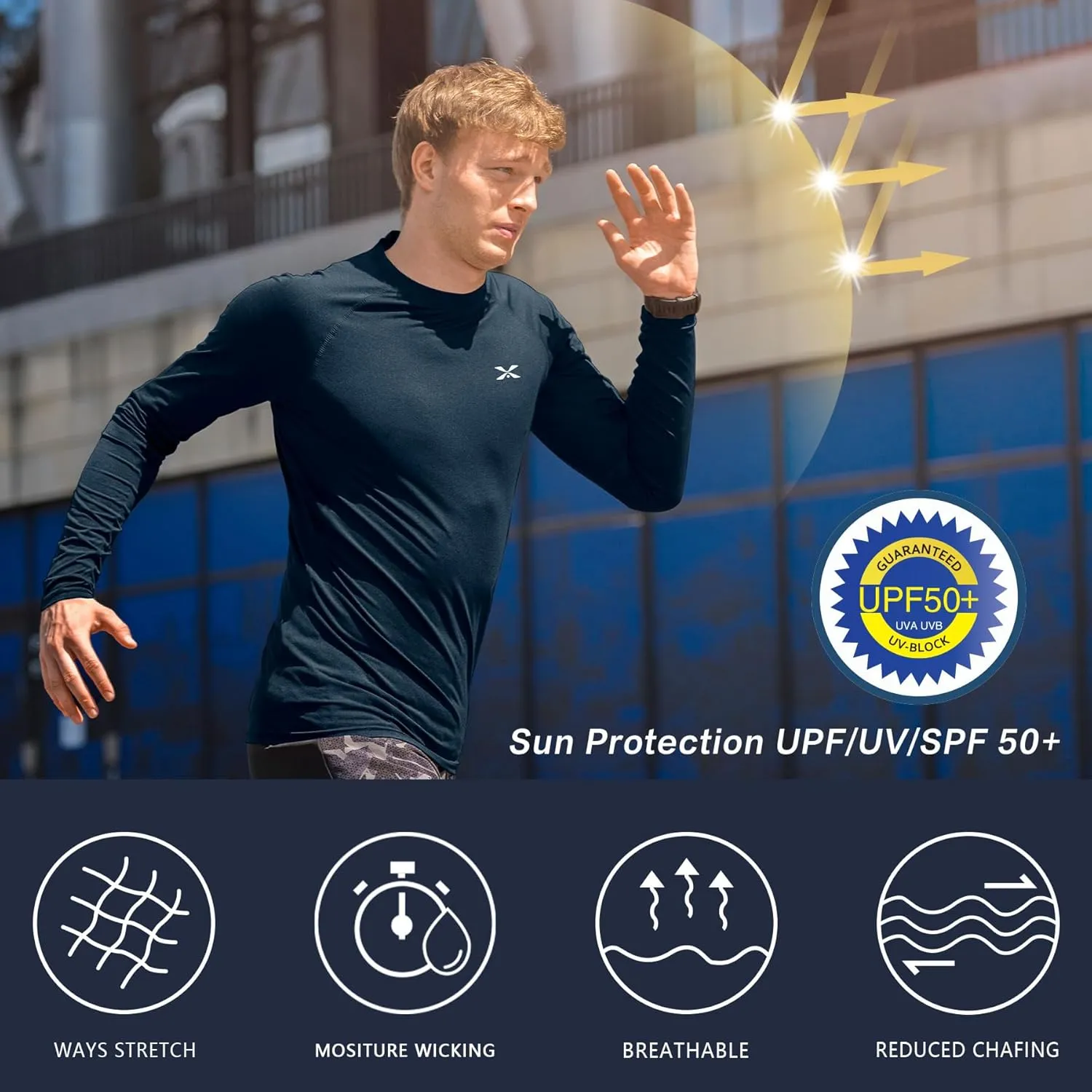 MOHEEN Men's Long Sleeve Rashguard UPF 50  Sun Shirts Quick Dry Hiking Fishing Swim T-Shirt M-3XL