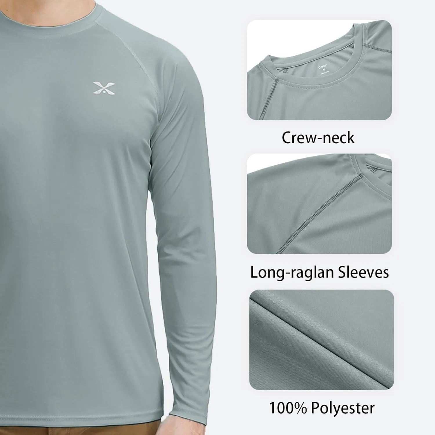 MOHEEN Men's Long Sleeve Rashguard UPF 50  Sun Shirts Quick Dry Hiking Fishing Swim T-Shirt M-3XL