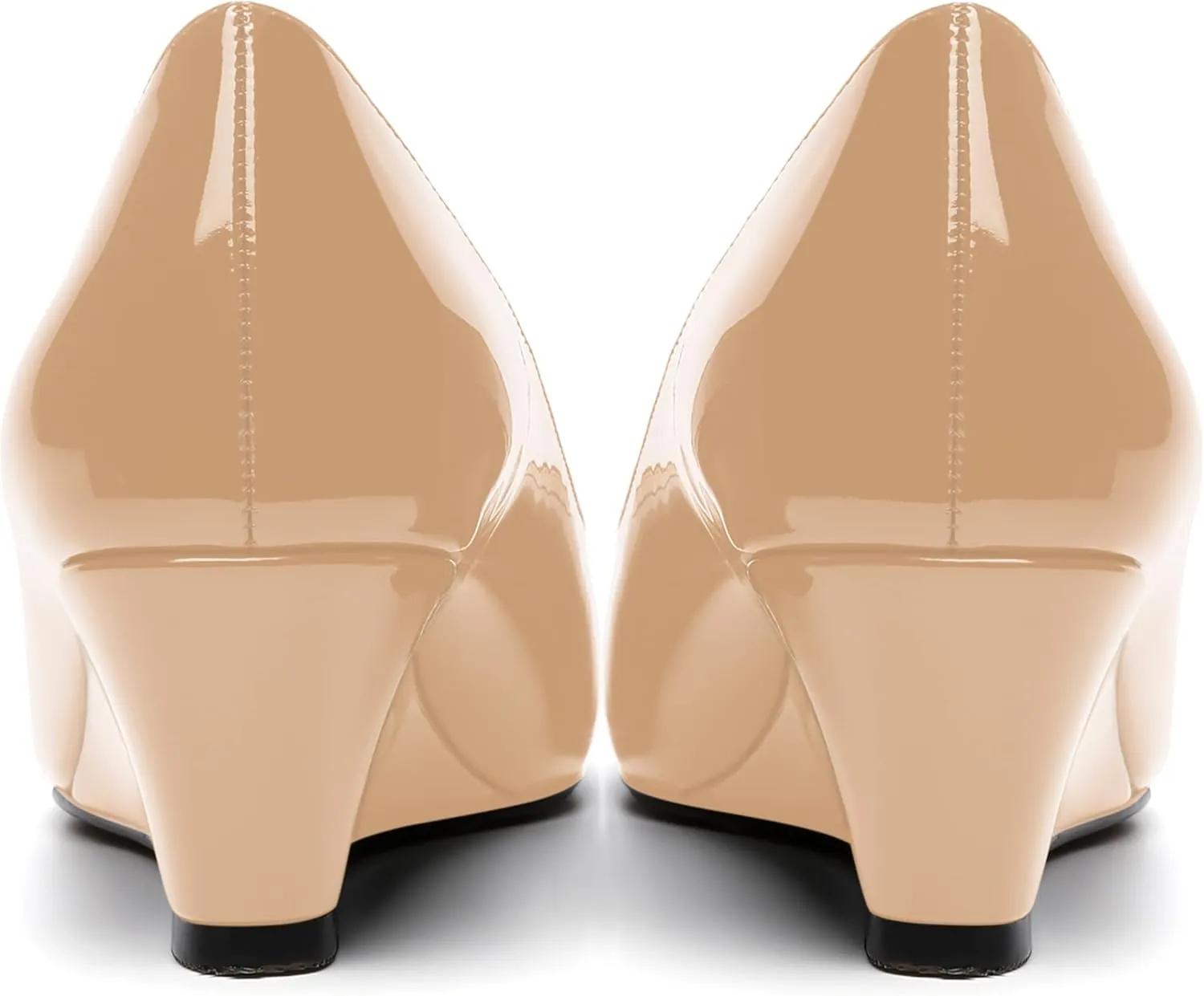 MOVINSTEPS Womens Patent Peep Toe Fashion Slip On Party Open Toe Wedge Low Heel Pumps Shoes 2 Inch