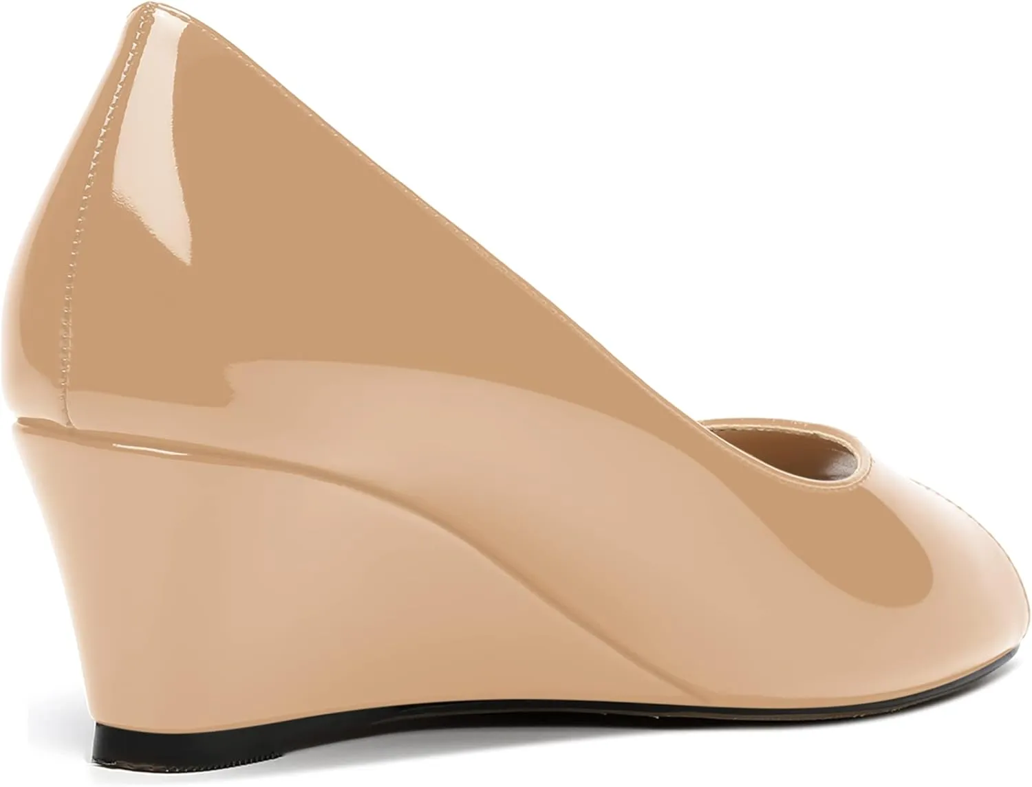MOVINSTEPS Womens Patent Peep Toe Fashion Slip On Party Open Toe Wedge Low Heel Pumps Shoes 2 Inch