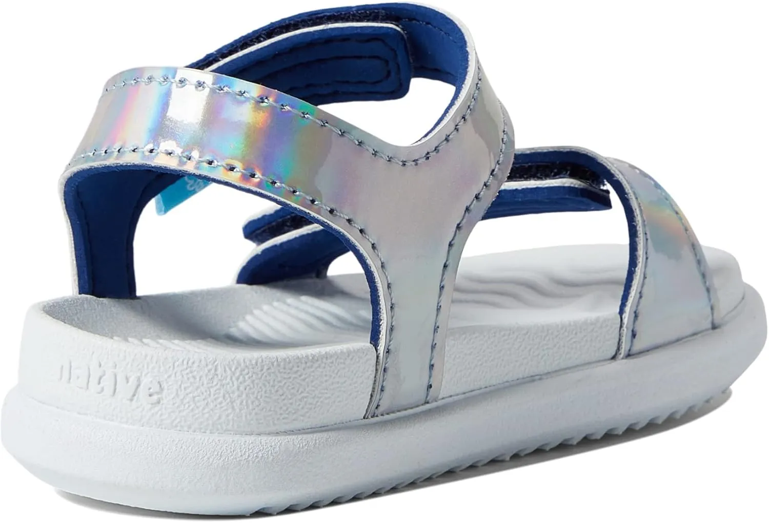 Native Shoes Kids Charley Hologram (Toddler) Flat Sandals for Kids - Metallic Synthetic Upper, Man Made Outsole, and Round Toe