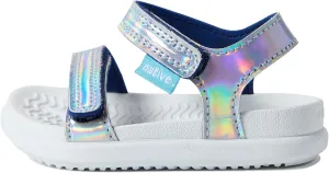 Native Shoes Kids Charley Hologram (Toddler) Flat Sandals for Kids - Metallic Synthetic Upper, Man Made Outsole, and Round Toe