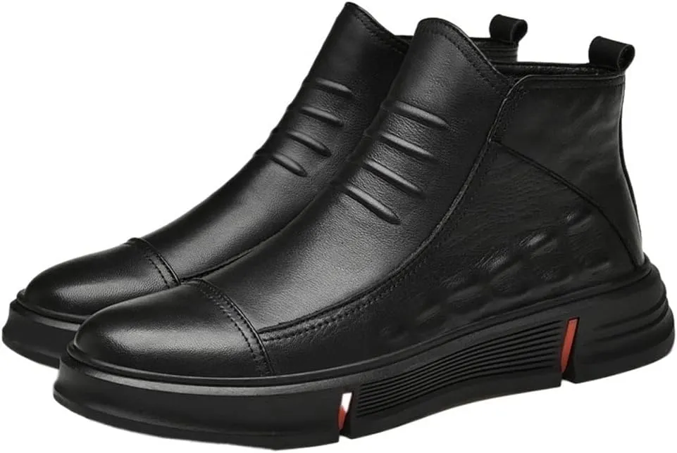 New Chelsea Boots For Men Round Toe Faux Crocodile Print Leather Slip On Waterproof Non Slip Casual Formal