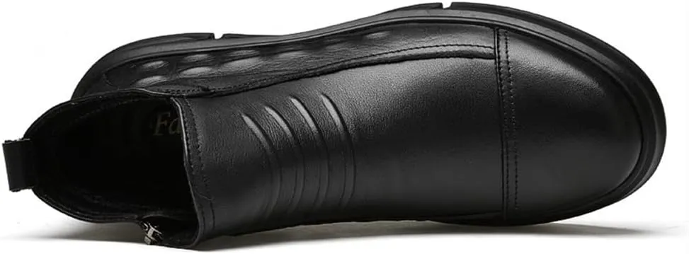 New Chelsea Boots For Men Round Toe Faux Crocodile Print Leather Slip On Waterproof Non Slip Casual Formal