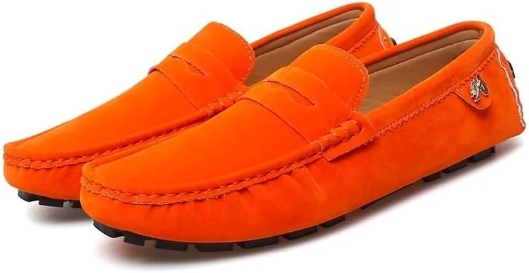 New Loafers for Men Round Toe Suede Vamp Penny Driving Loafers Flat Heel Flexible Comfortable Prom Fashion Slip-ons