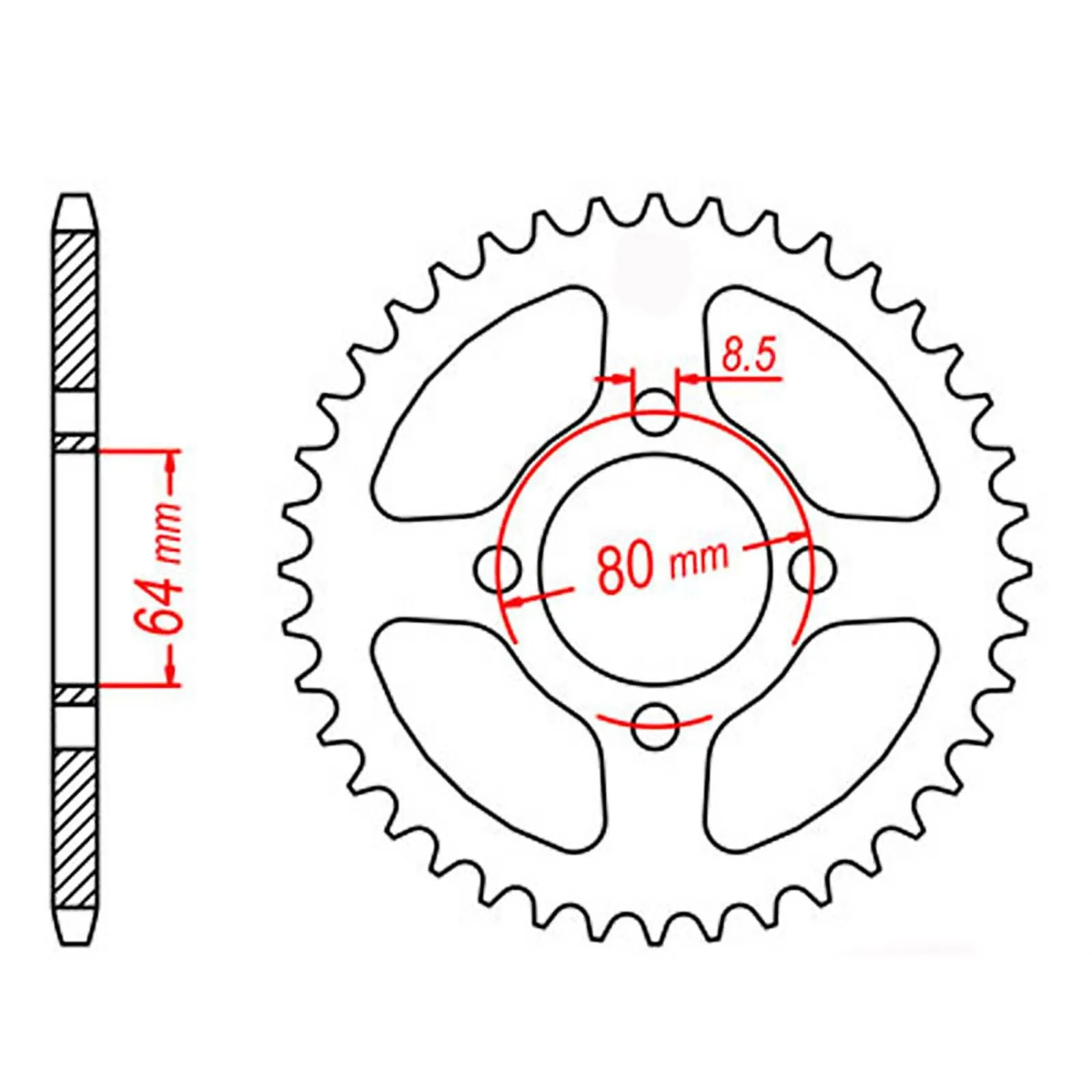 New MTX 838 Steel Sprocket - Rear #428 (54T) #SPR83854