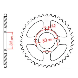 New MTX 838 Steel Sprocket - Rear #428 (54T) #SPR83854