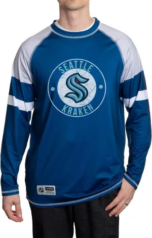 NHL Mens Thermal Long Sleeve Rash Guard Shirt, Fleece Lining, UPF50