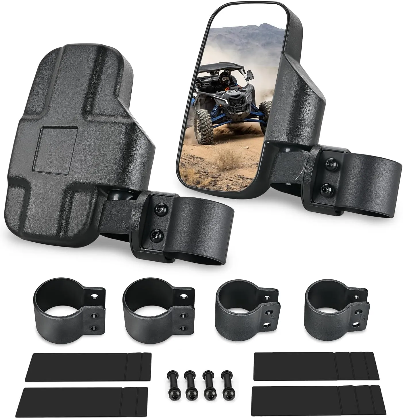 Nilight UTV Side Mirrors Offroad Rear View Mirror Universal Fits 1.6-2 inch Round Roll Cage Bar for RZR Ranger Maverick X3 Commander Pioneer Mule Teryx Yxz 1000 Rhino Krx Talon