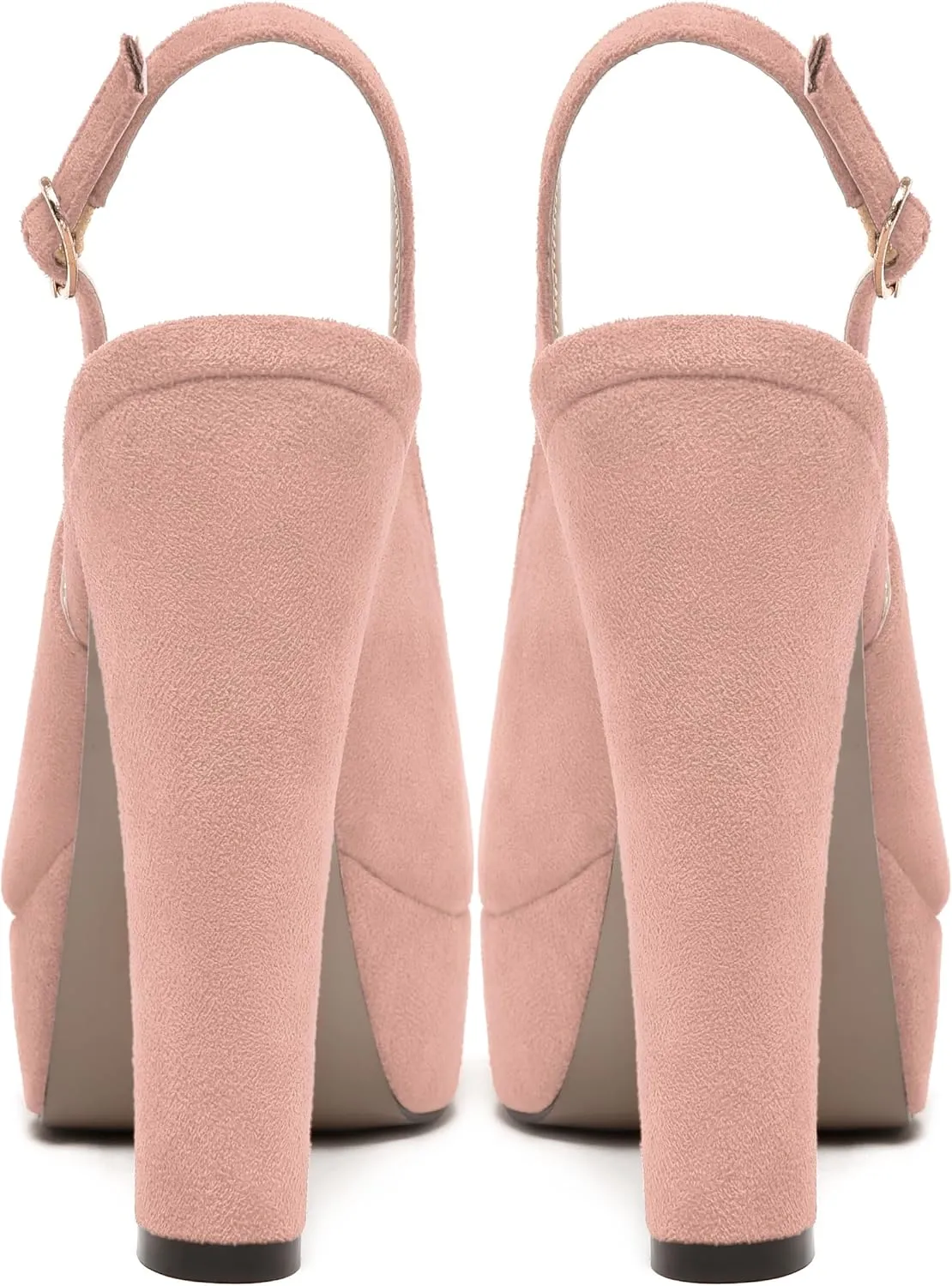 NUMALEO Womens Evening Slingback Buckle Sexy Suede Comfortable Peep Toe Block High Heel Pumps Shoes 5.5 Inch