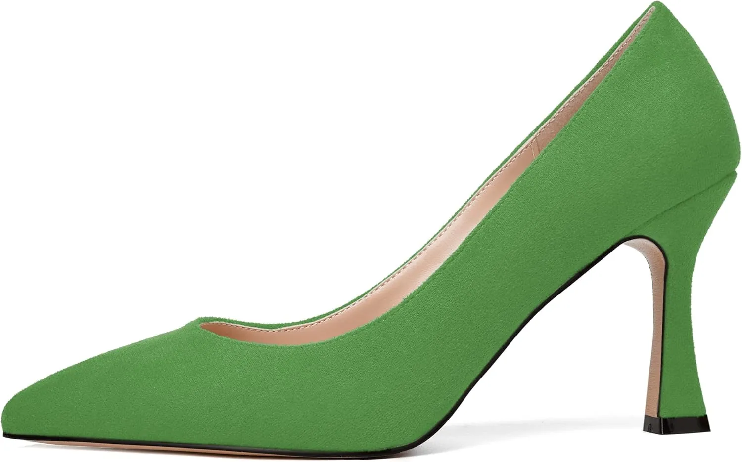NUMALEO Womens Pointed Toe Cute Suede Slip On Solid Night Club Stiletto High Heel Pumps Shoes 3.3 Inch