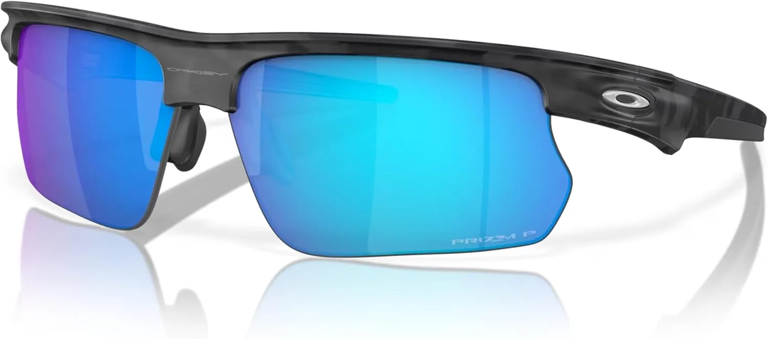 Oakley BiSphaera Sunglasses Matte Grey Camo with Prizm Sapphire Polarized Lens 68mm   Sport Case