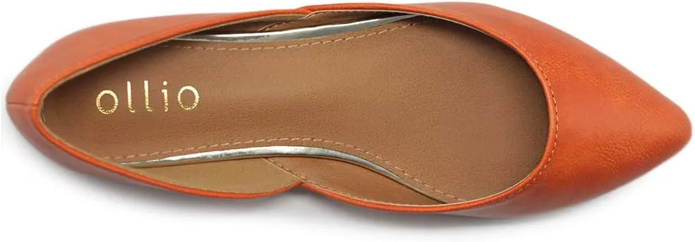 Ollio Women's Shoes Faux Leather Slip On Comfort Light Pointed Toe Ballet Flats F113