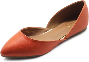 Ollio Women's Shoes Faux Leather Slip On Comfort Light Pointed Toe Ballet Flats F113