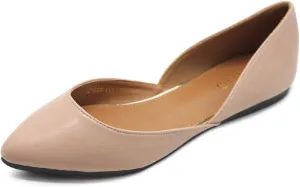 Ollio Women's Shoes Faux Leather Slip On Comfort Light Pointed Toe Ballet Flats F113