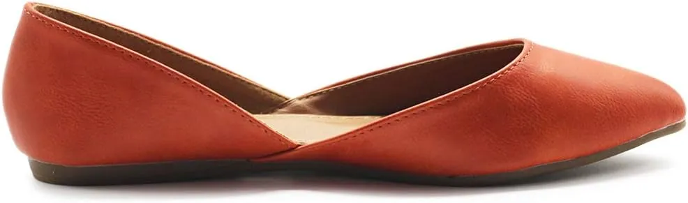 Ollio Women's Shoes Faux Leather Slip On Comfort Light Pointed Toe Ballet Flats F113