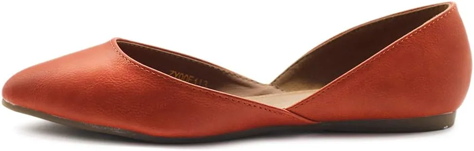 Ollio Women's Shoes Faux Leather Slip On Comfort Light Pointed Toe Ballet Flats F113