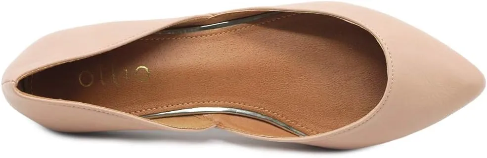 Ollio Women's Shoes Faux Leather Slip On Comfort Light Pointed Toe Ballet Flats F113