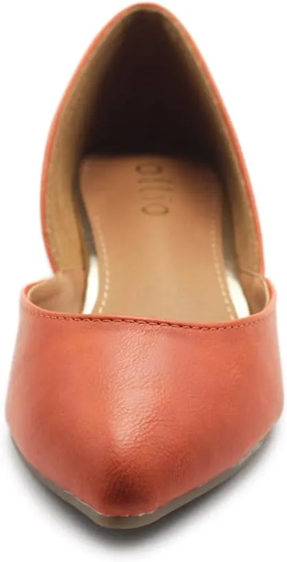 Ollio Women's Shoes Faux Leather Slip On Comfort Light Pointed Toe Ballet Flats F113