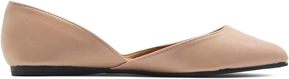 Ollio Women's Shoes Faux Leather Slip On Comfort Light Pointed Toe Ballet Flats F113