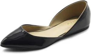 Ollio Women's Shoes Patent Slip On Comfort Light Pointed Toe Ballet Flats F110