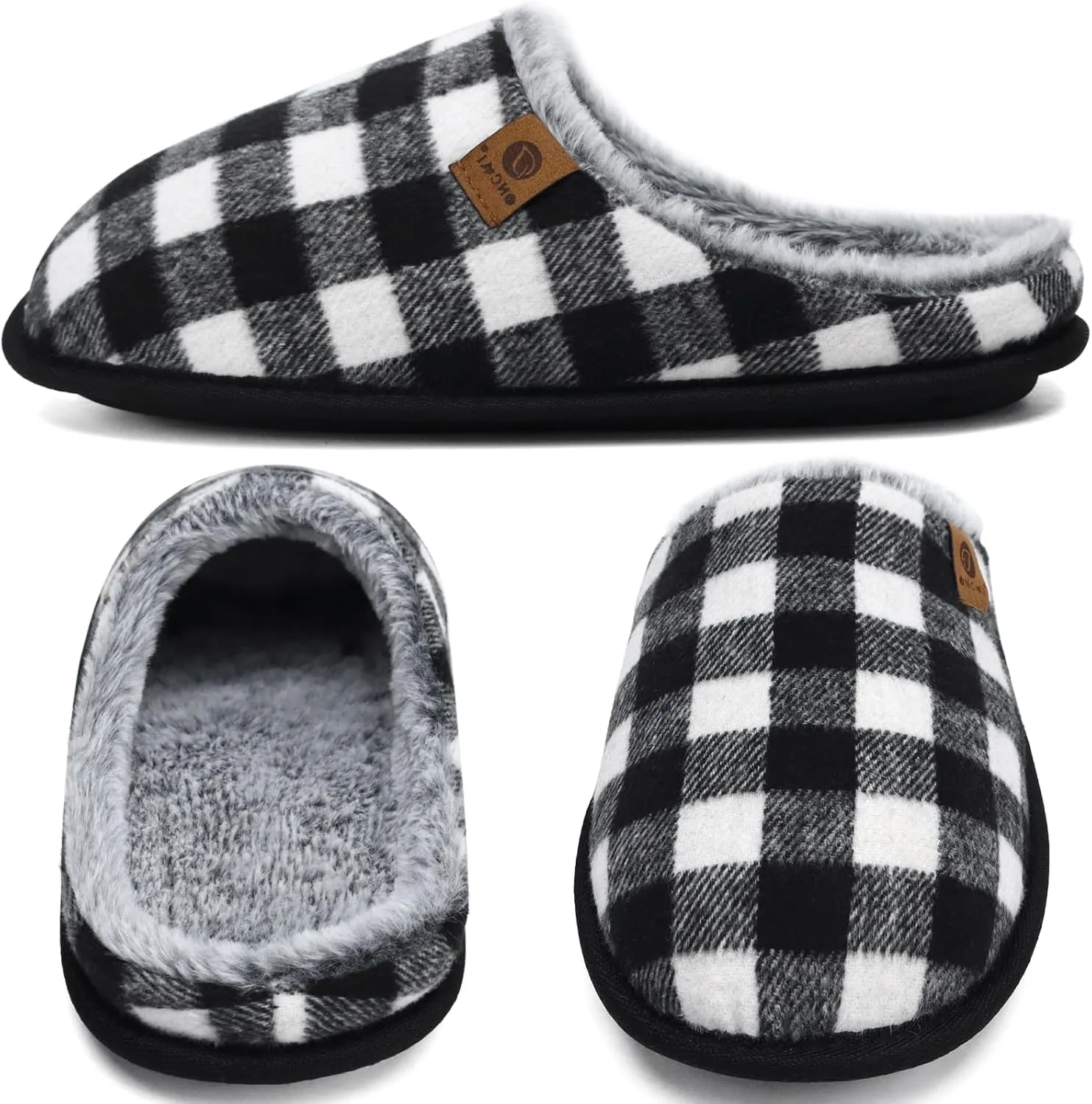 ONCAI Mens Cozy Memory Foam Scuff Slippers Slip On Warm House Shoes Indoor/Outdoor with Best Arch Support