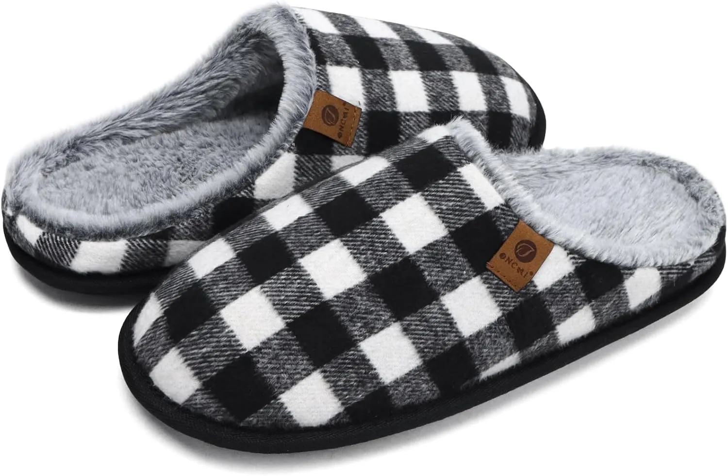 ONCAI Mens Cozy Memory Foam Scuff Slippers Slip On Warm House Shoes Indoor/Outdoor with Best Arch Support