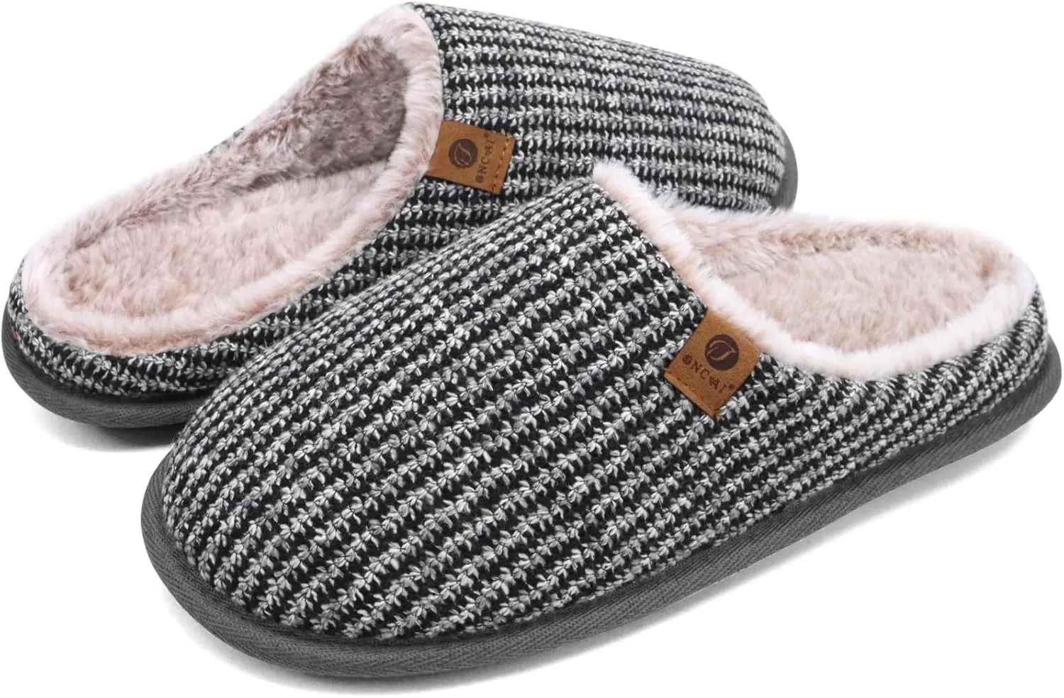 ONCAI Mens Cozy Memory Foam Scuff Slippers Slip On Warm House Shoes Indoor/Outdoor with Best Arch Support