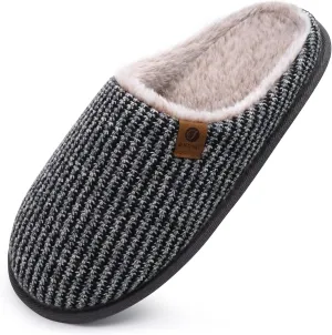 ONCAI Mens Cozy Memory Foam Scuff Slippers Slip On Warm House Shoes Indoor/Outdoor with Best Arch Support