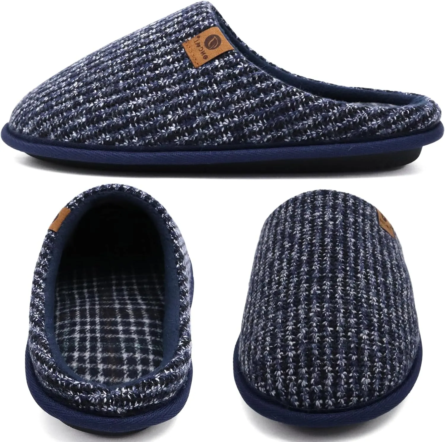 ONCAI Mens Cozy Memory Foam Scuff Slippers Slip On Warm House Shoes Indoor/Outdoor with Best Arch Support