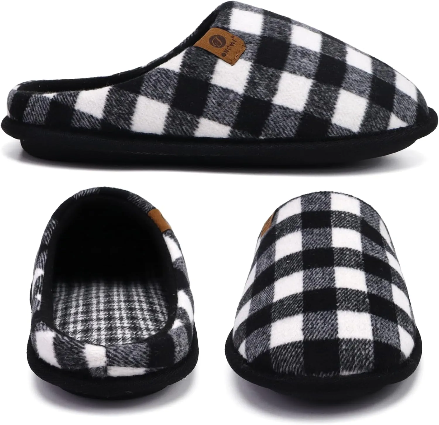 ONCAI Mens Cozy Memory Foam Scuff Slippers Slip On Warm House Shoes Indoor/Outdoor with Best Arch Support