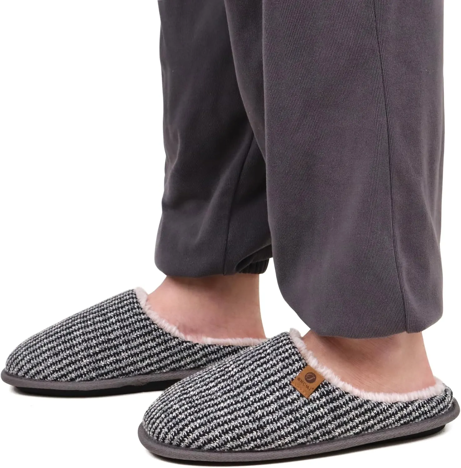 ONCAI Mens Cozy Memory Foam Scuff Slippers Slip On Warm House Shoes Indoor/Outdoor with Best Arch Support