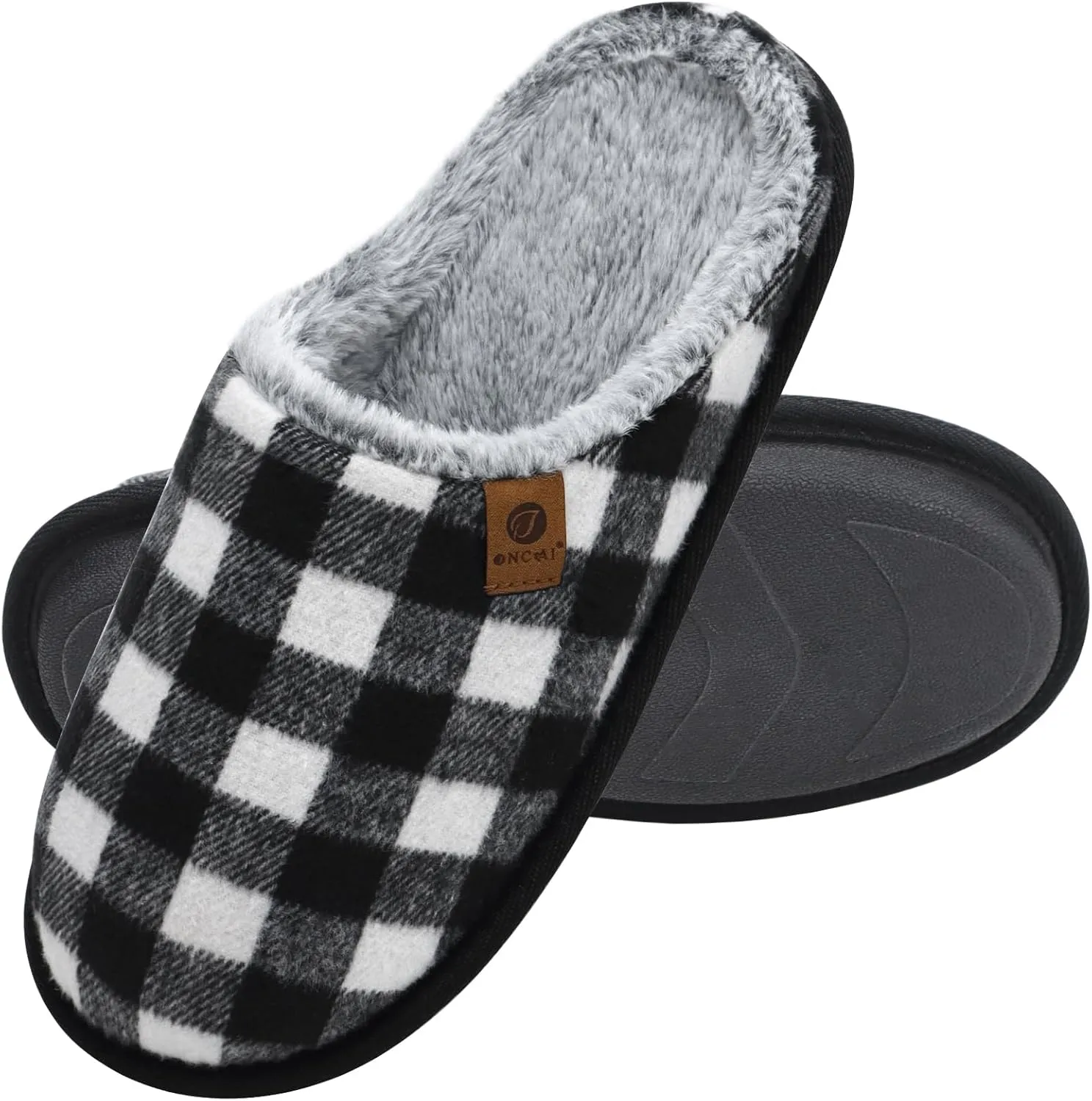 ONCAI Mens Cozy Memory Foam Scuff Slippers Slip On Warm House Shoes Indoor/Outdoor with Best Arch Support
