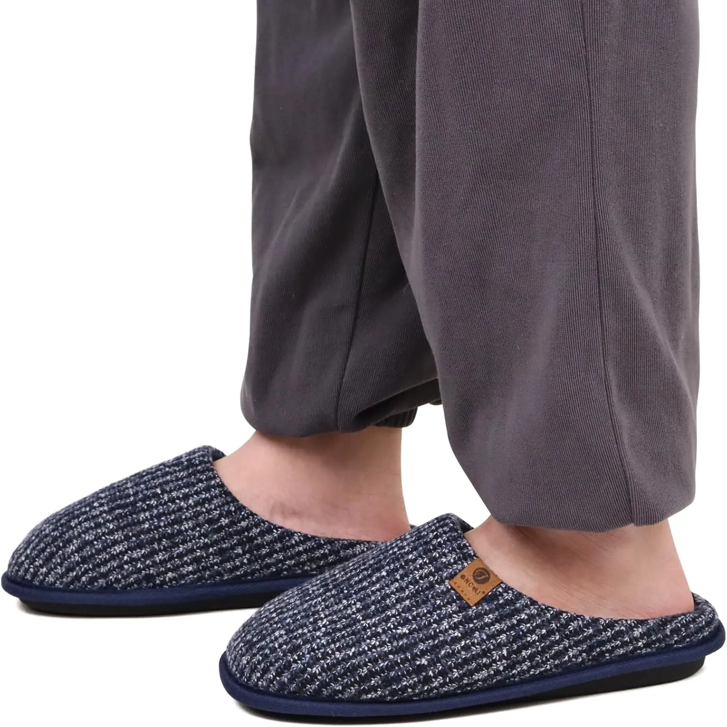 ONCAI Mens Cozy Memory Foam Scuff Slippers Slip On Warm House Shoes Indoor/Outdoor with Best Arch Support