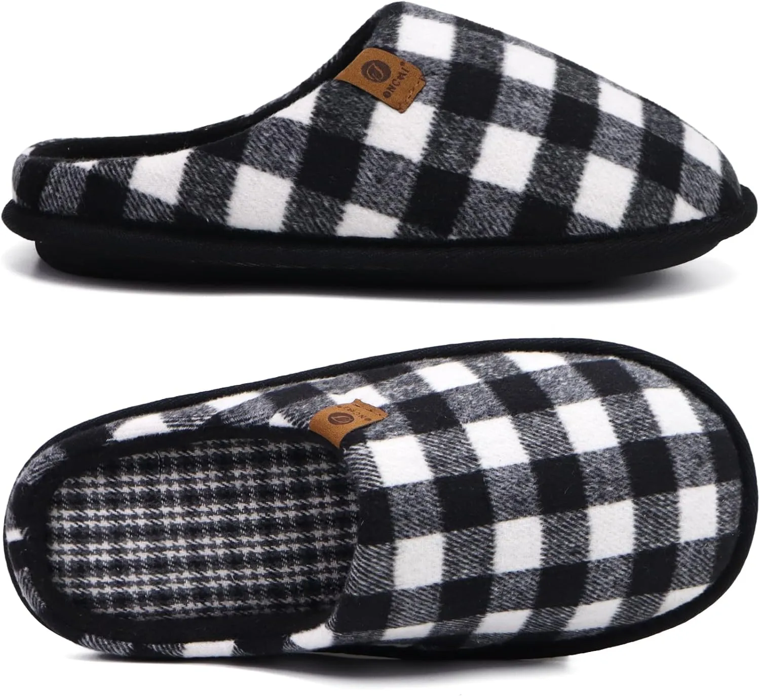 ONCAI Mens Cozy Memory Foam Scuff Slippers Slip On Warm House Shoes Indoor/Outdoor with Best Arch Support