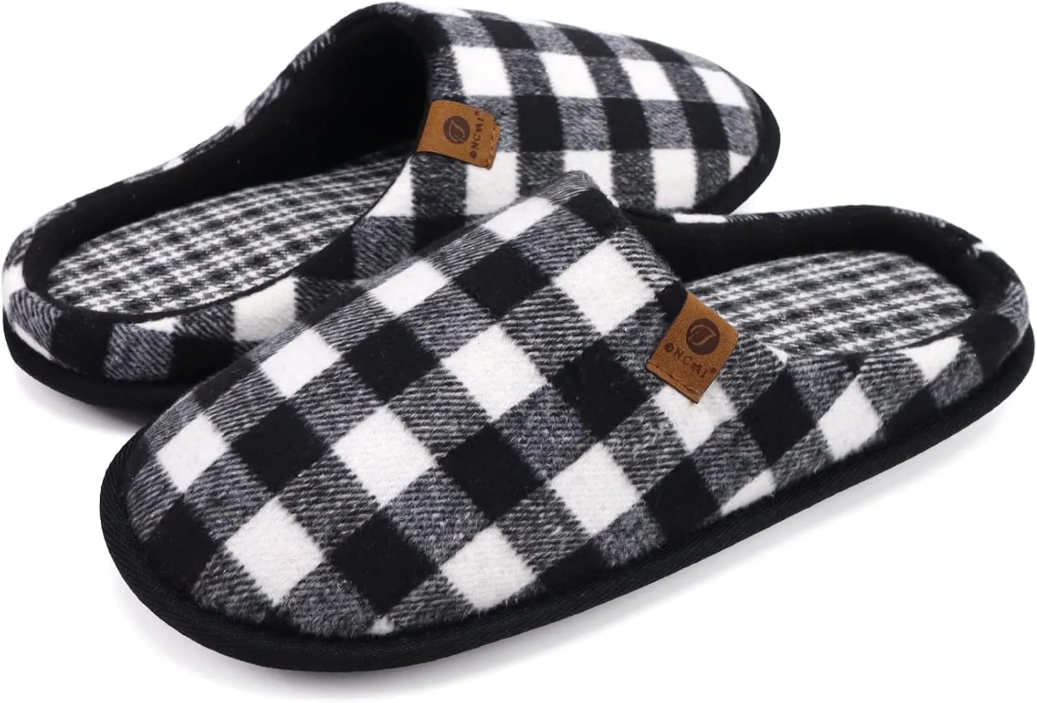 ONCAI Mens Cozy Memory Foam Scuff Slippers Slip On Warm House Shoes Indoor/Outdoor with Best Arch Support