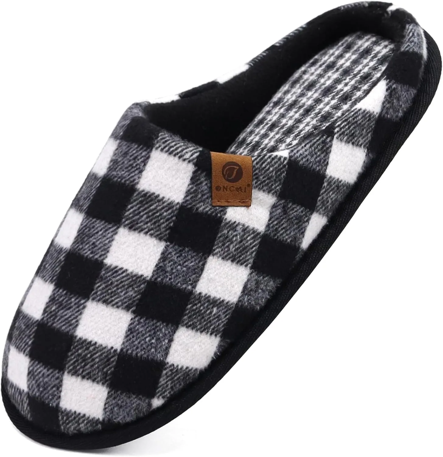 ONCAI Mens Cozy Memory Foam Scuff Slippers Slip On Warm House Shoes Indoor/Outdoor with Best Arch Support