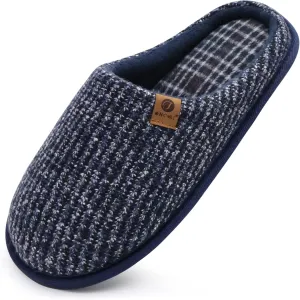 ONCAI Mens Cozy Memory Foam Scuff Slippers Slip On Warm House Shoes Indoor/Outdoor with Best Arch Support