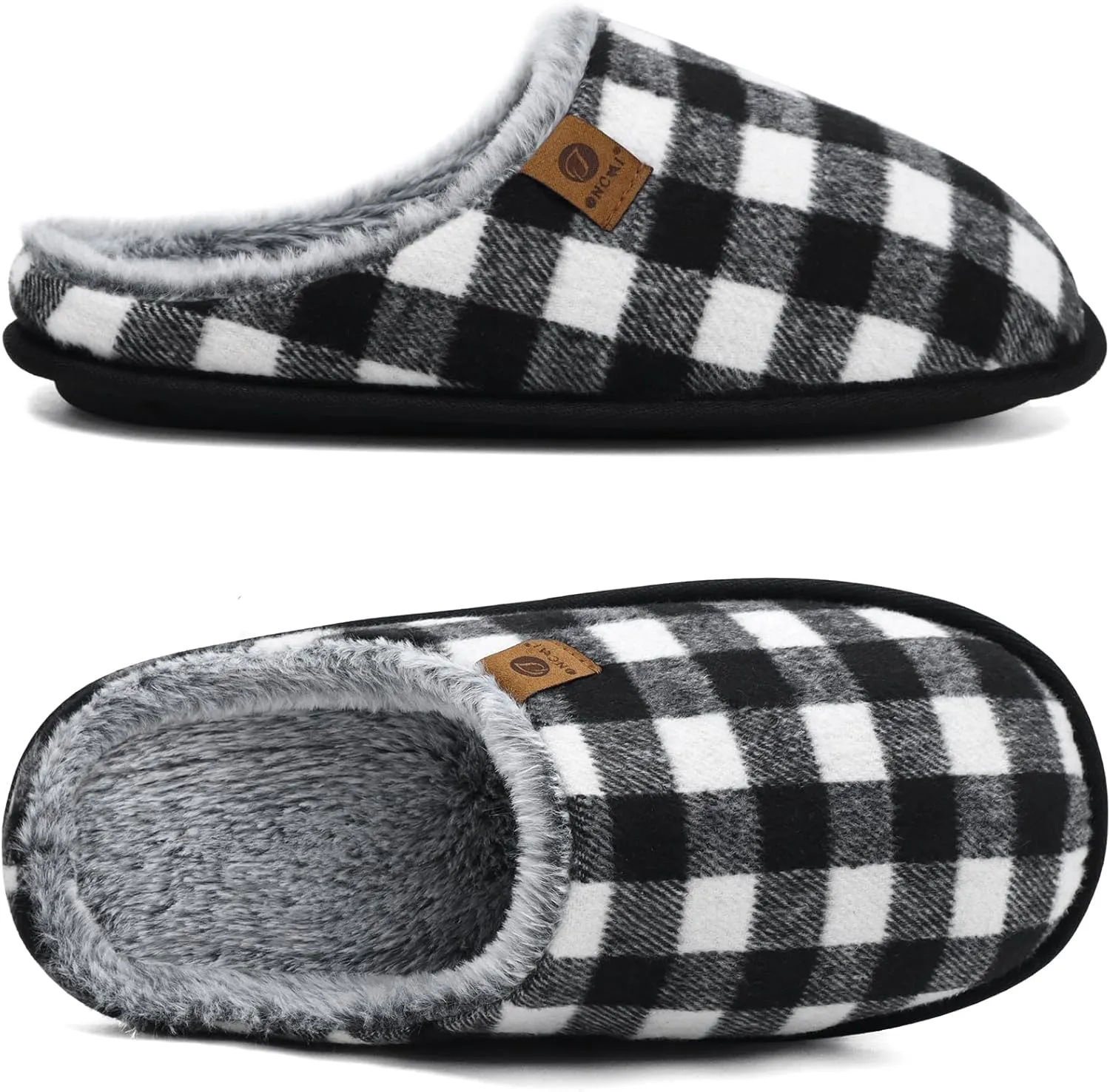 ONCAI Mens Cozy Memory Foam Scuff Slippers Slip On Warm House Shoes Indoor/Outdoor with Best Arch Support