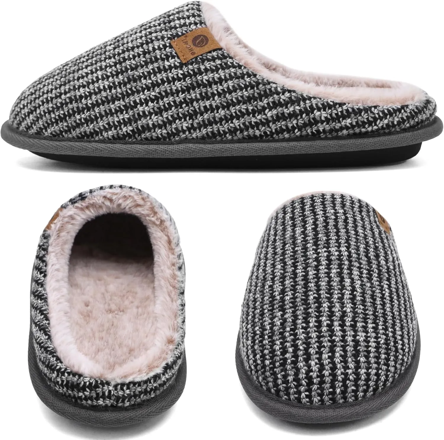 ONCAI Mens Cozy Memory Foam Scuff Slippers Slip On Warm House Shoes Indoor/Outdoor with Best Arch Support