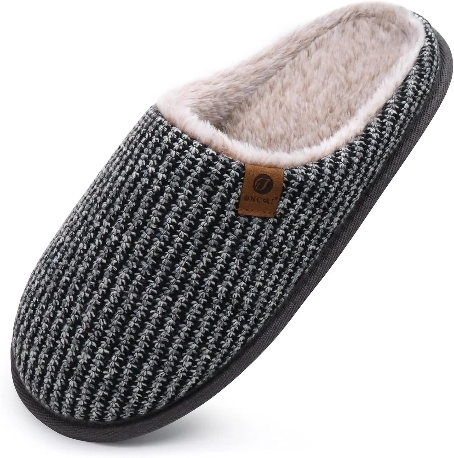 ONCAI Mens Cozy Memory Foam Scuff Slippers Slip On Warm House Shoes Indoor/Outdoor with Best Arch Support