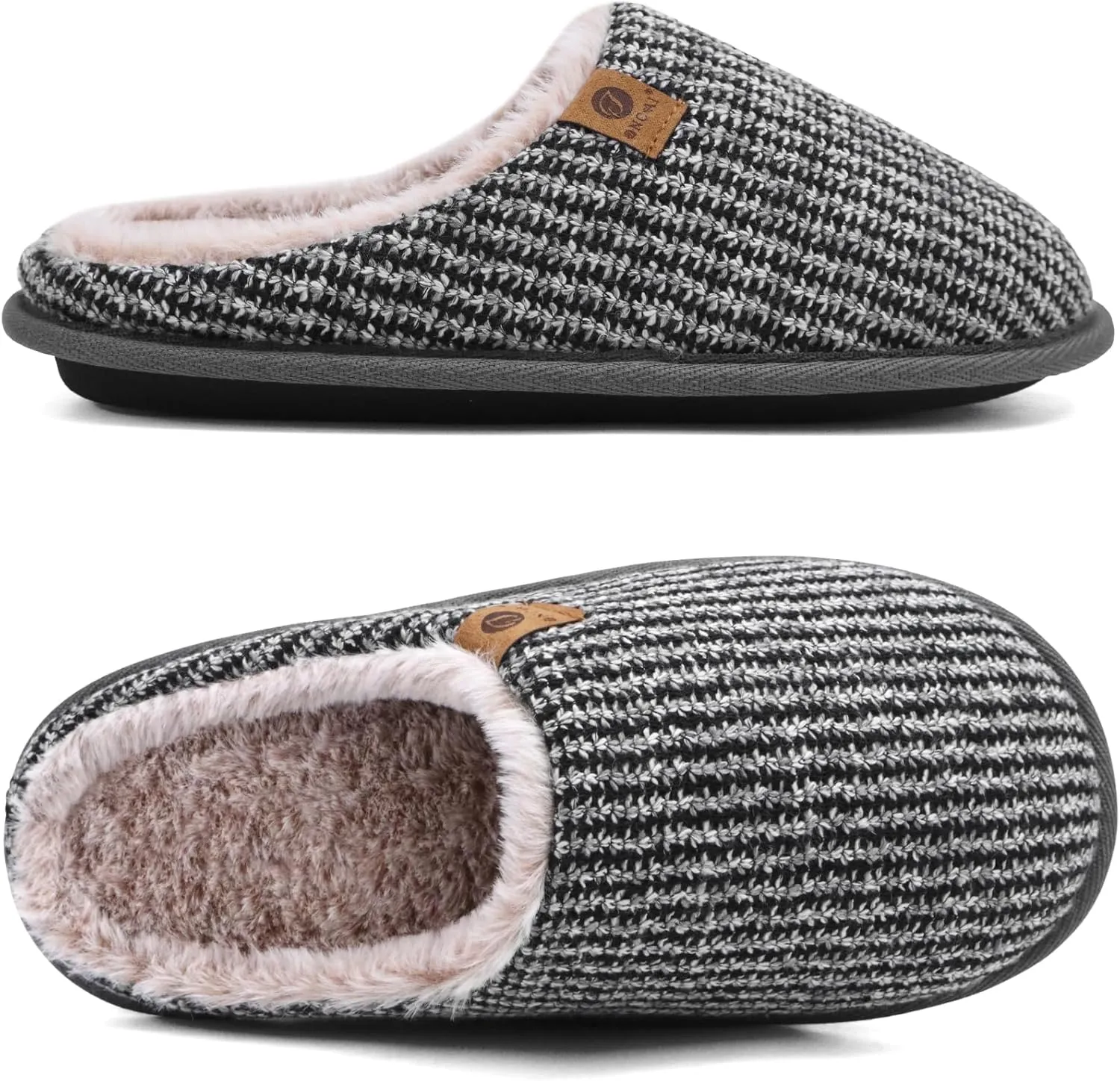 ONCAI Mens Cozy Memory Foam Scuff Slippers Slip On Warm House Shoes Indoor/Outdoor with Best Arch Support