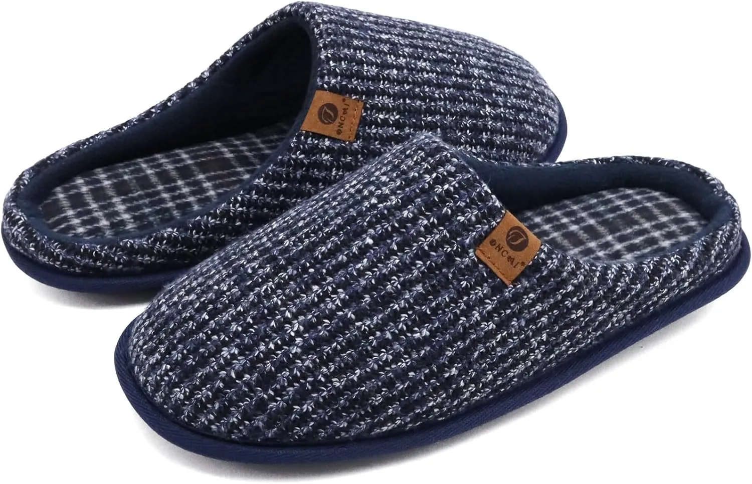 ONCAI Mens Cozy Memory Foam Scuff Slippers Slip On Warm House Shoes Indoor/Outdoor with Best Arch Support