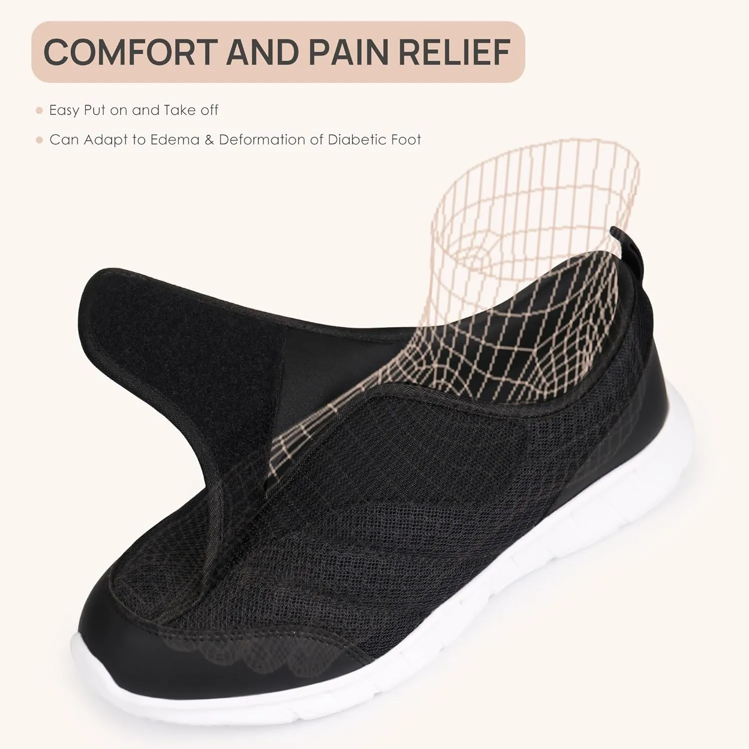 Ortho rest Women Orthopedic Diabetic Walking Shoes Slip On Shoes for Swollen Feet