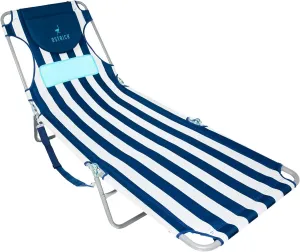 Ostrich Ladies Comfort Lounger with Chest Support, Portable Reclining Outdoor Patio Beach Lawn Camping Pool Tanning Chair, Blue Stripe