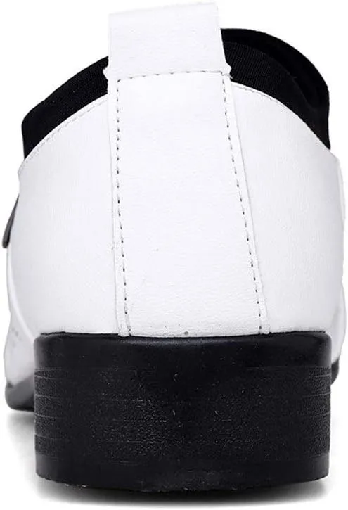 Oxford Shoes for Men Slip On Cap Toe Pleated PU Leather Slip Resistant Anti-Slip Low Top Non Slip Casual