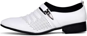 Oxford Shoes for Men Slip On Cap Toe Pleated PU Leather Slip Resistant Anti-Slip Low Top Non Slip Casual